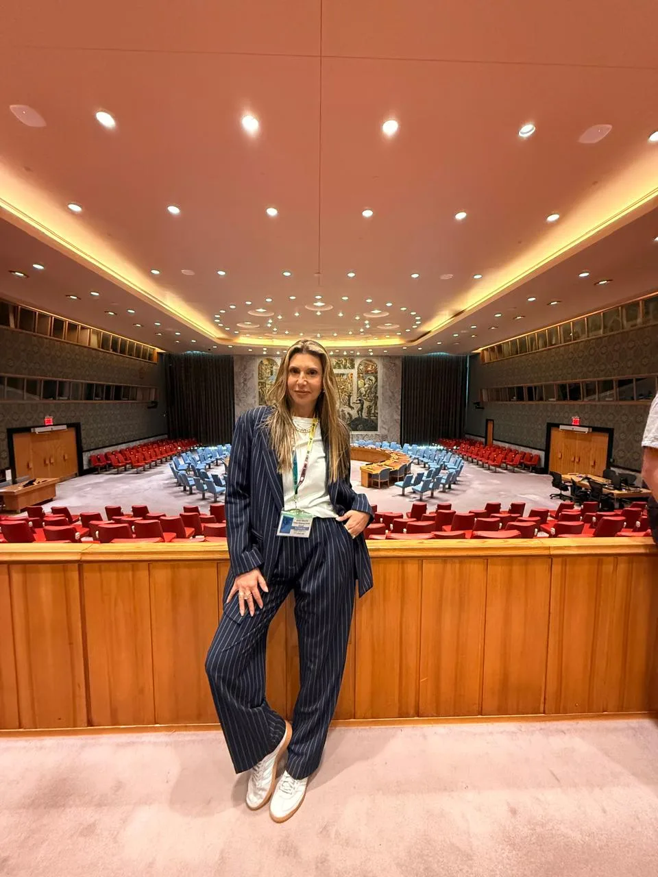 Andréia Batista na sede da ONU, em Nova York